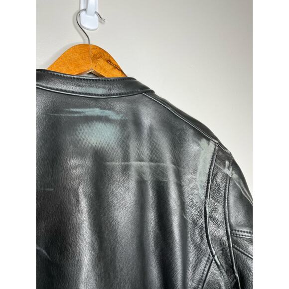 AM Leather 100% Leather Black  Motorcycle Riding Jacket w/ Pockets Mens Size 46 - Picture 11 of 11